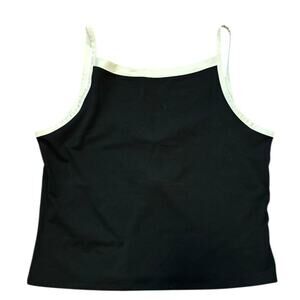 Lululemon Organic Cotton High-Neck Ringer Tank Top Black/Light Ivory Size XL